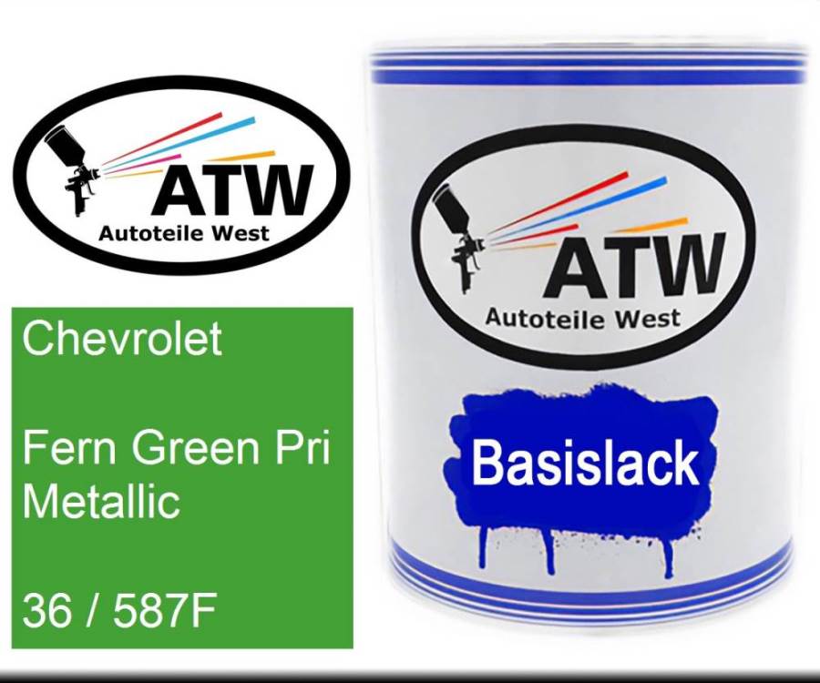 Chevrolet, Fern Green Pri Metallic, 36 / 587F: 1L Lackdose, von ATW Autoteile West.